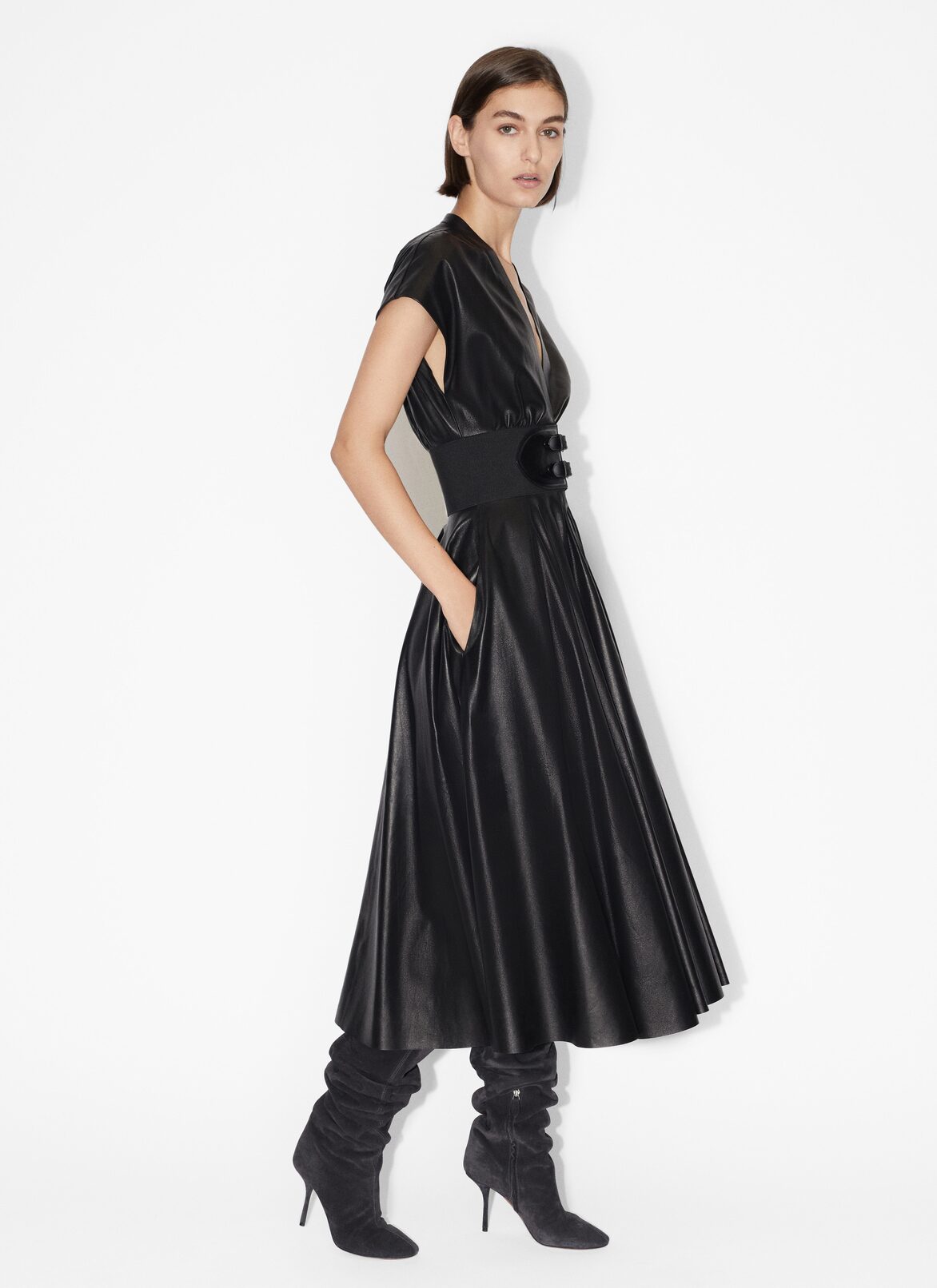 Leather belter dress ALAÏA BLACK LEATHER BELTER DRESS
